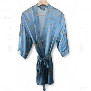Reformation light blue silk mini robe Cora pattern size S
